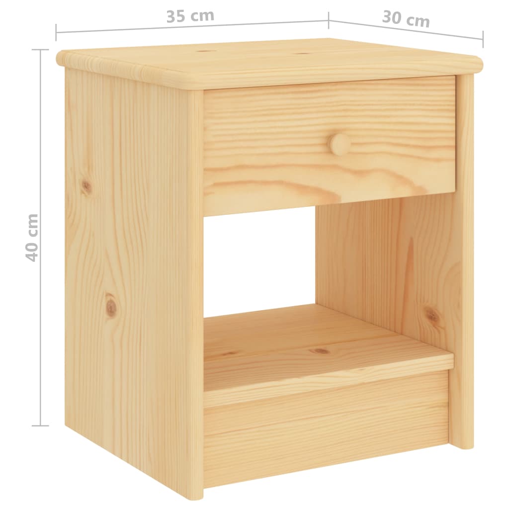 Mesita de noche madera maciza de pino madera clara 35x30x40 cm - Imagen 6
