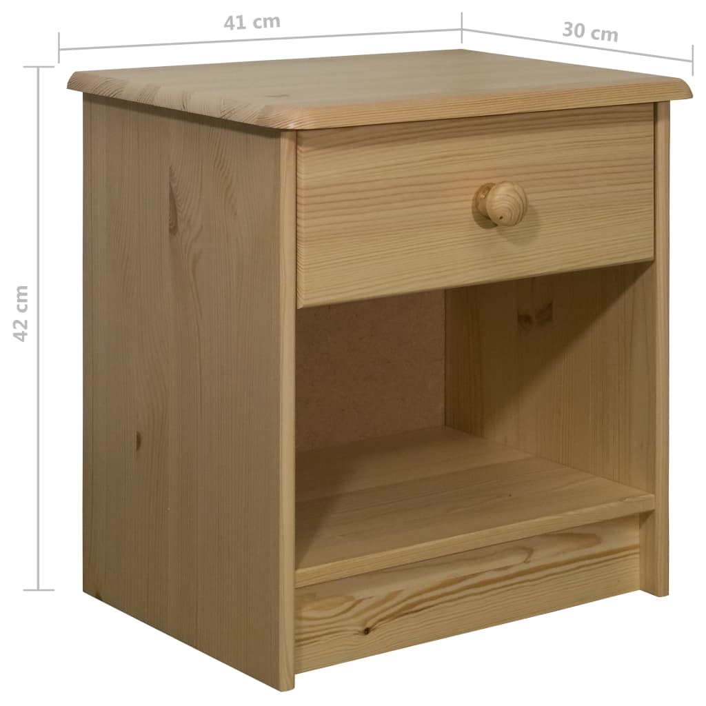 Mesita de noche de madera maciza de pino 41x30x42 cm - Imagen 5