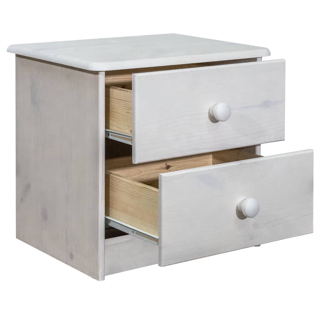 Mesita de noche de madera maciza de pino 43x34x40 cm - Imagen 3