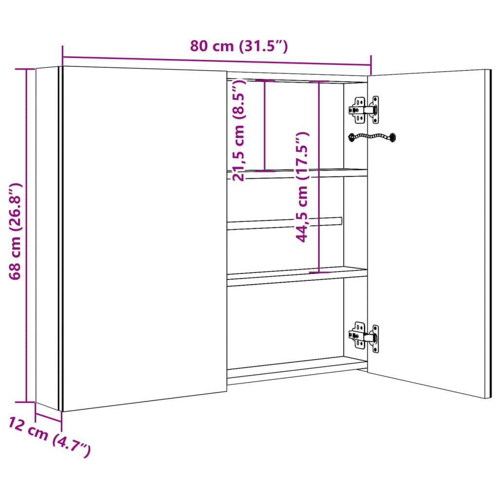 Mueble de baño con espejo LED 80x12,2x68 cm - Imagen 9
