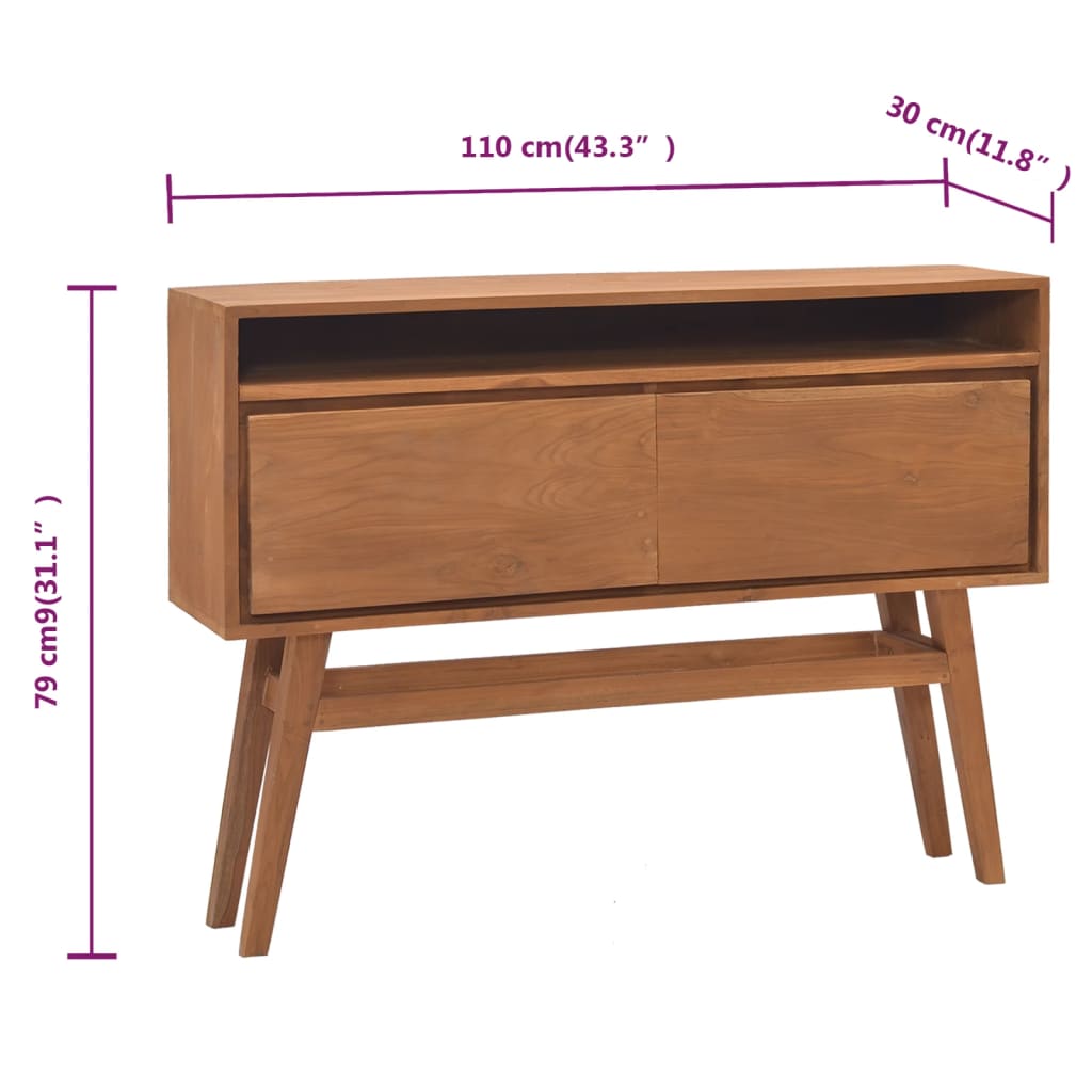 Mesa consola de madera maciza de teca 110x30x79 cm - Imagen 9