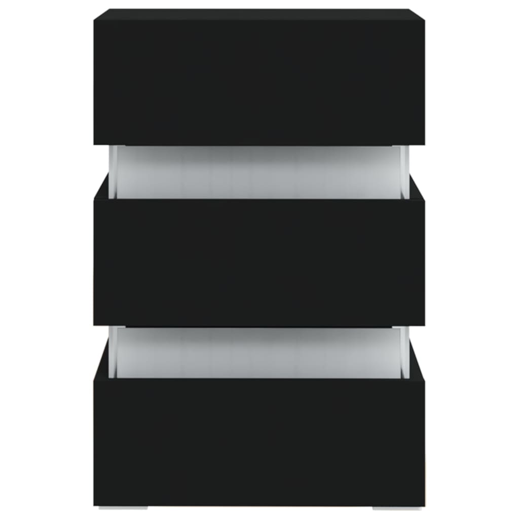 Mesita de noche luz LED madera de ingeniería negra 45x35x67 cm - Imagen 5