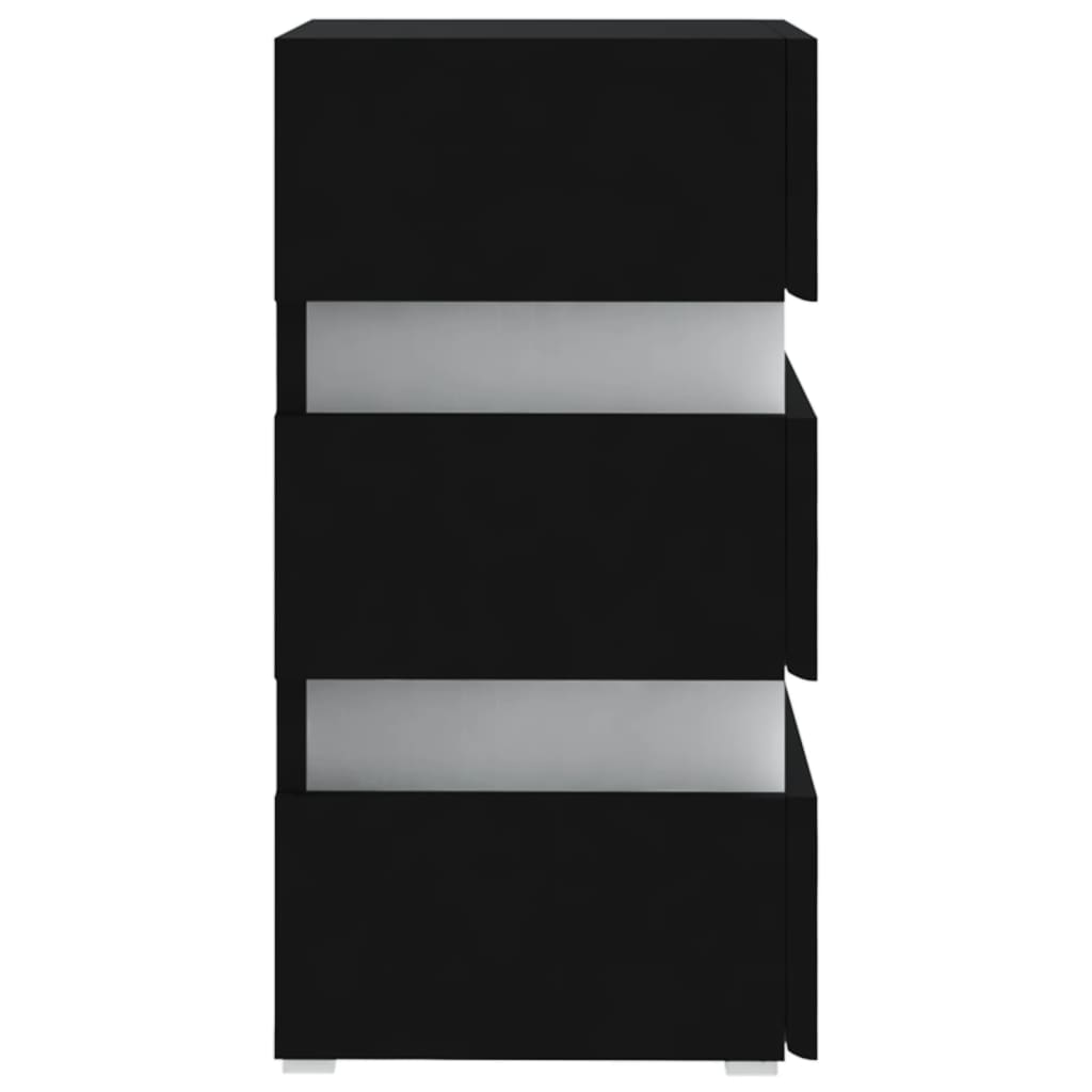 Mesita de noche luz LED madera de ingeniería negra 45x35x67 cm - Imagen 6