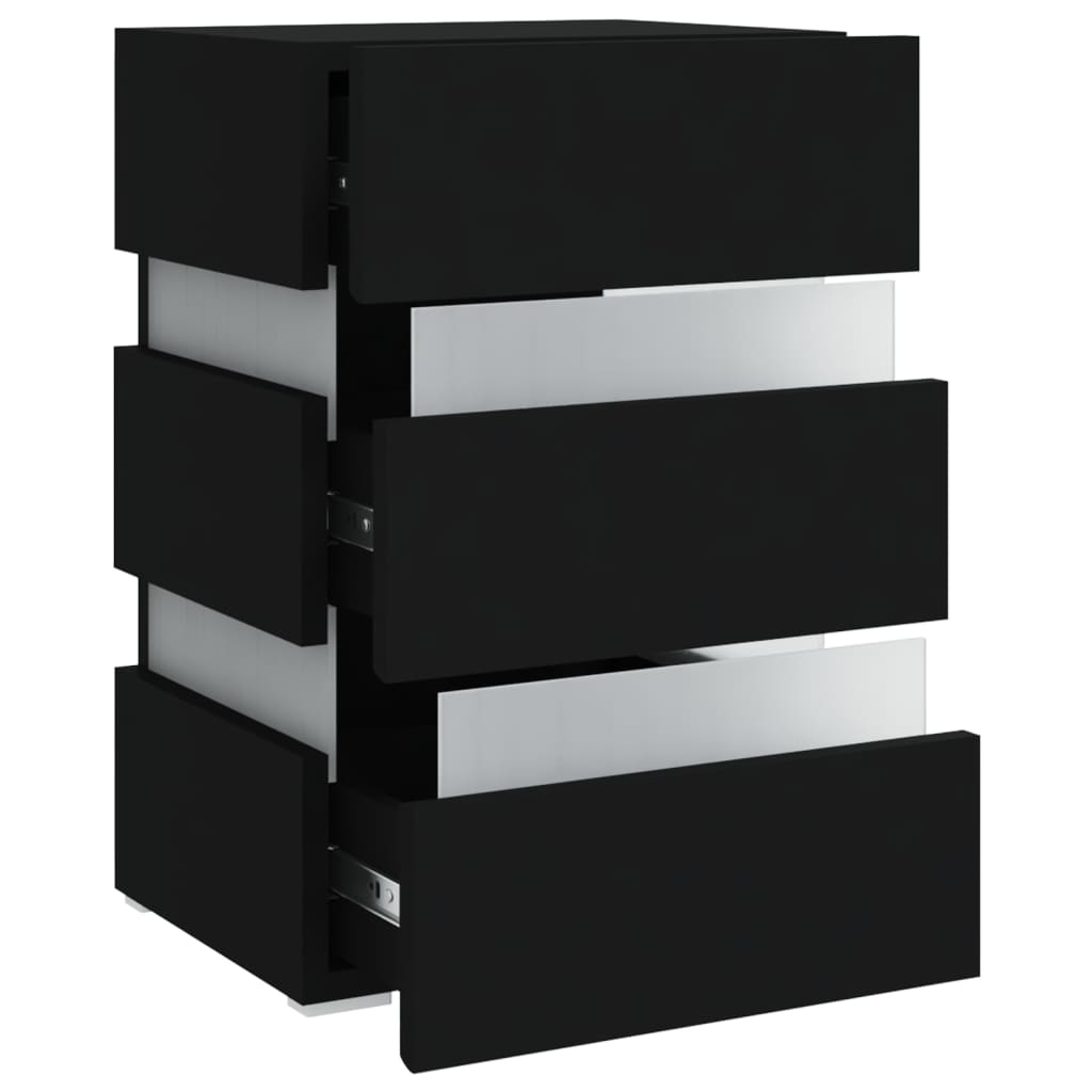 Mesita de noche luz LED madera de ingeniería negra 45x35x67 cm - Imagen 7