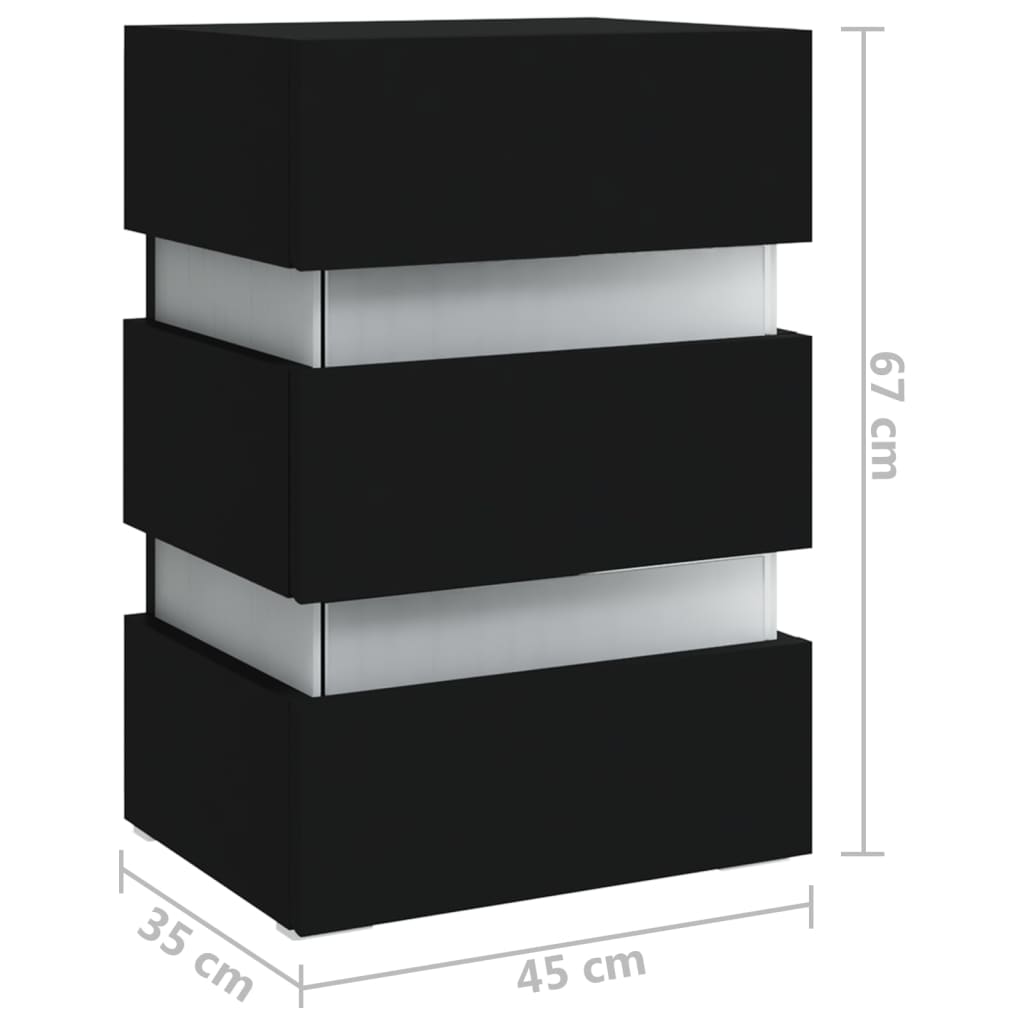Mesita de noche luz LED madera de ingeniería negra 45x35x67 cm - Imagen 11