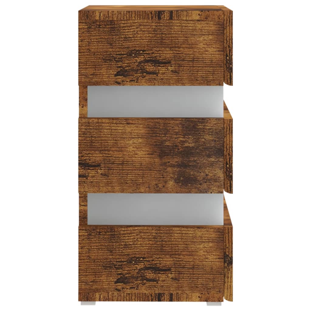 Mesita de noche LED madera ingeniería roble ahumado 45x35x67 cm - Imagen 7