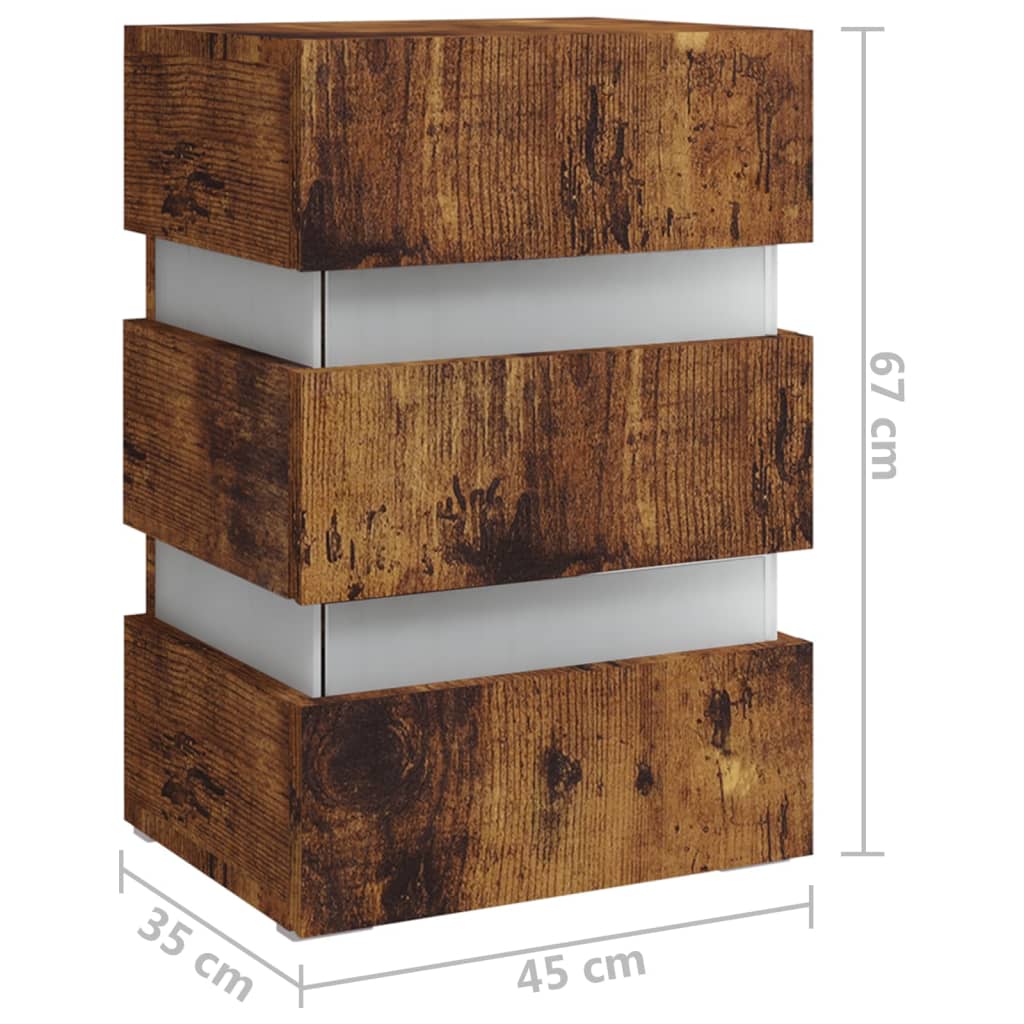 Mesita de noche LED madera ingeniería roble ahumado 45x35x67 cm - Imagen 8