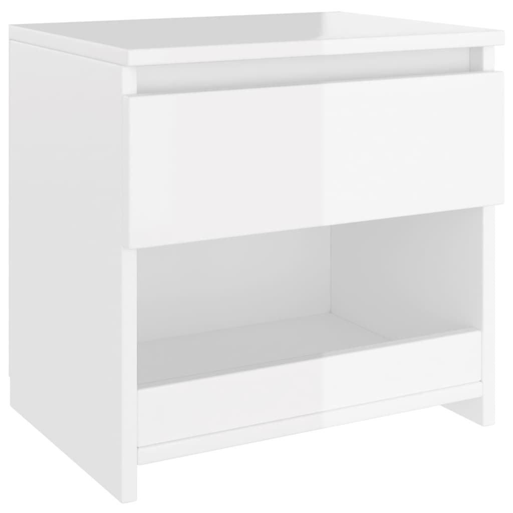 Mesita de noche madera contrachapada blanco brillo 40x30x39 cm - Imagen 2