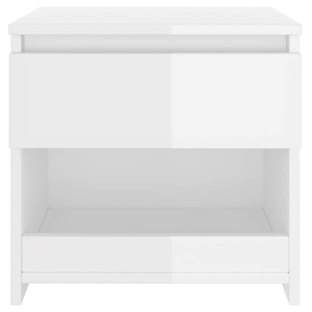 Mesita de noche madera contrachapada blanco brillo 40x30x39 cm - Imagen 4