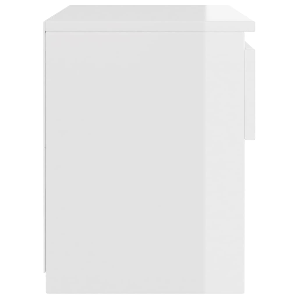 Mesita de noche madera contrachapada blanco brillo 40x30x39 cm - Imagen 5