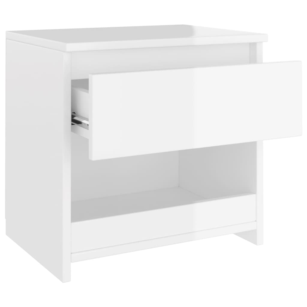 Mesita de noche madera contrachapada blanco brillo 40x30x39 cm - Imagen 6
