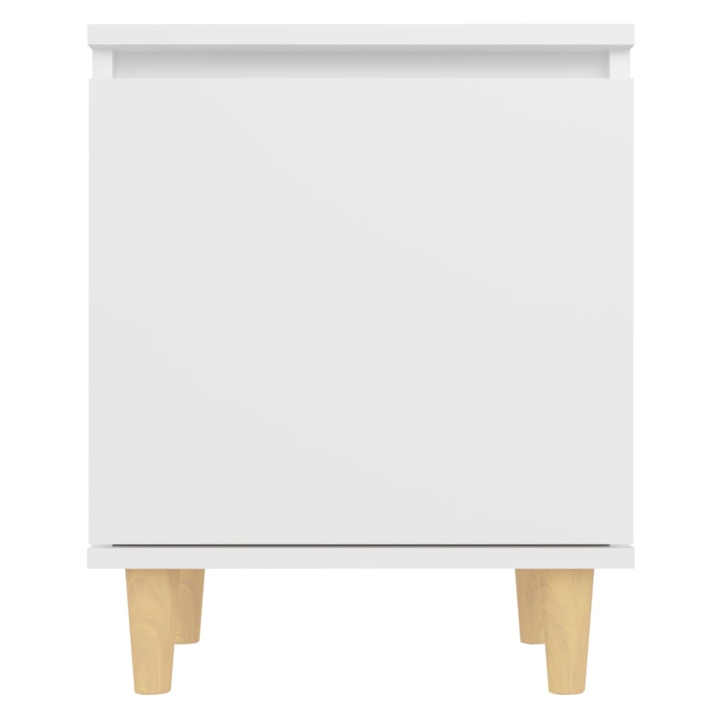 Mesita de noche con patas de madera maciza blanco 40x30x50 cm - Imagen 6