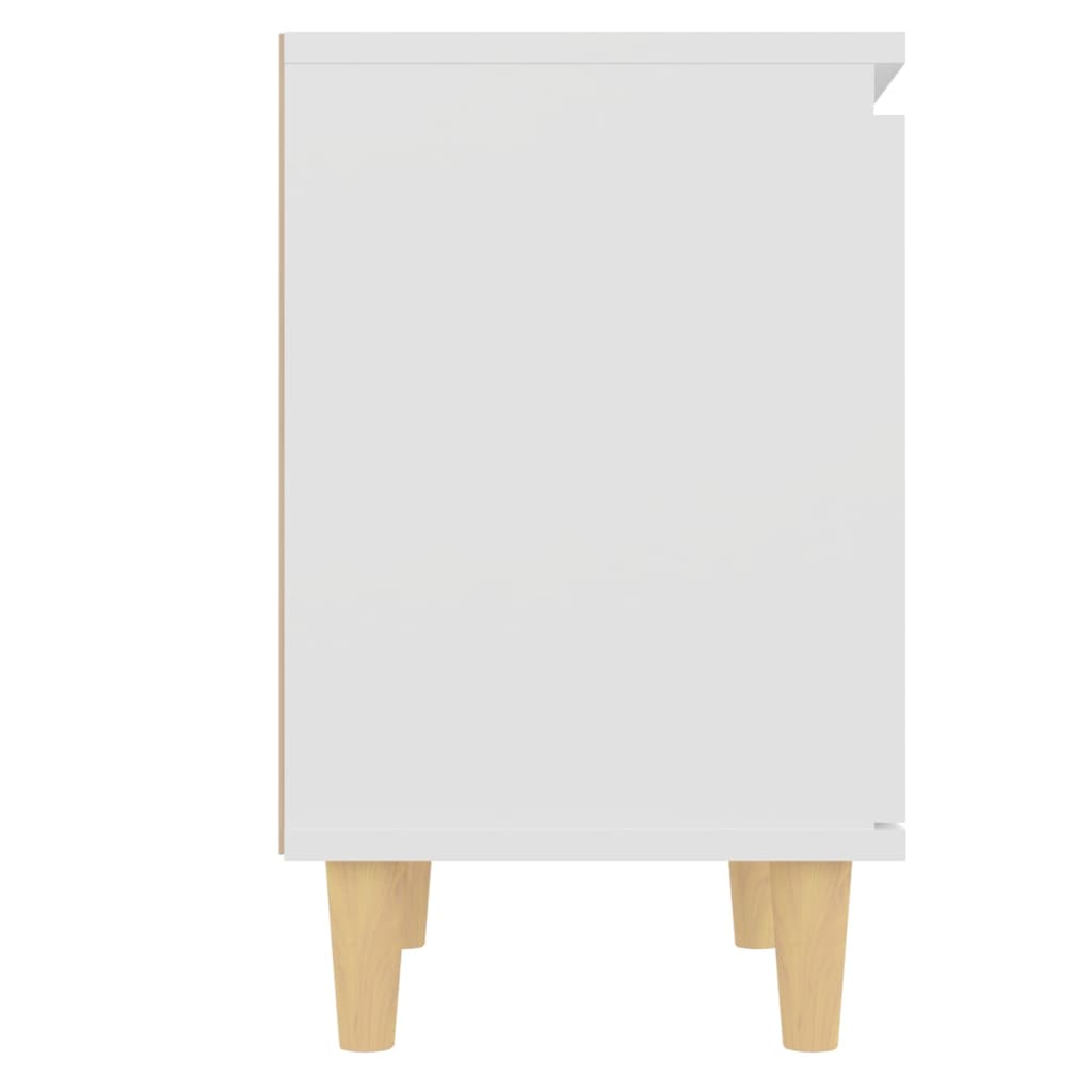 Mesita de noche con patas de madera maciza blanco 40x30x50 cm - Imagen 7