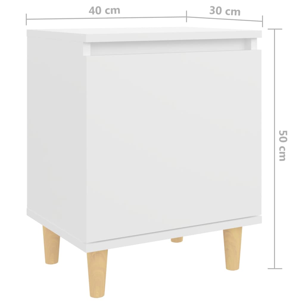 Mesita de noche con patas de madera maciza blanco 40x30x50 cm - Imagen 8