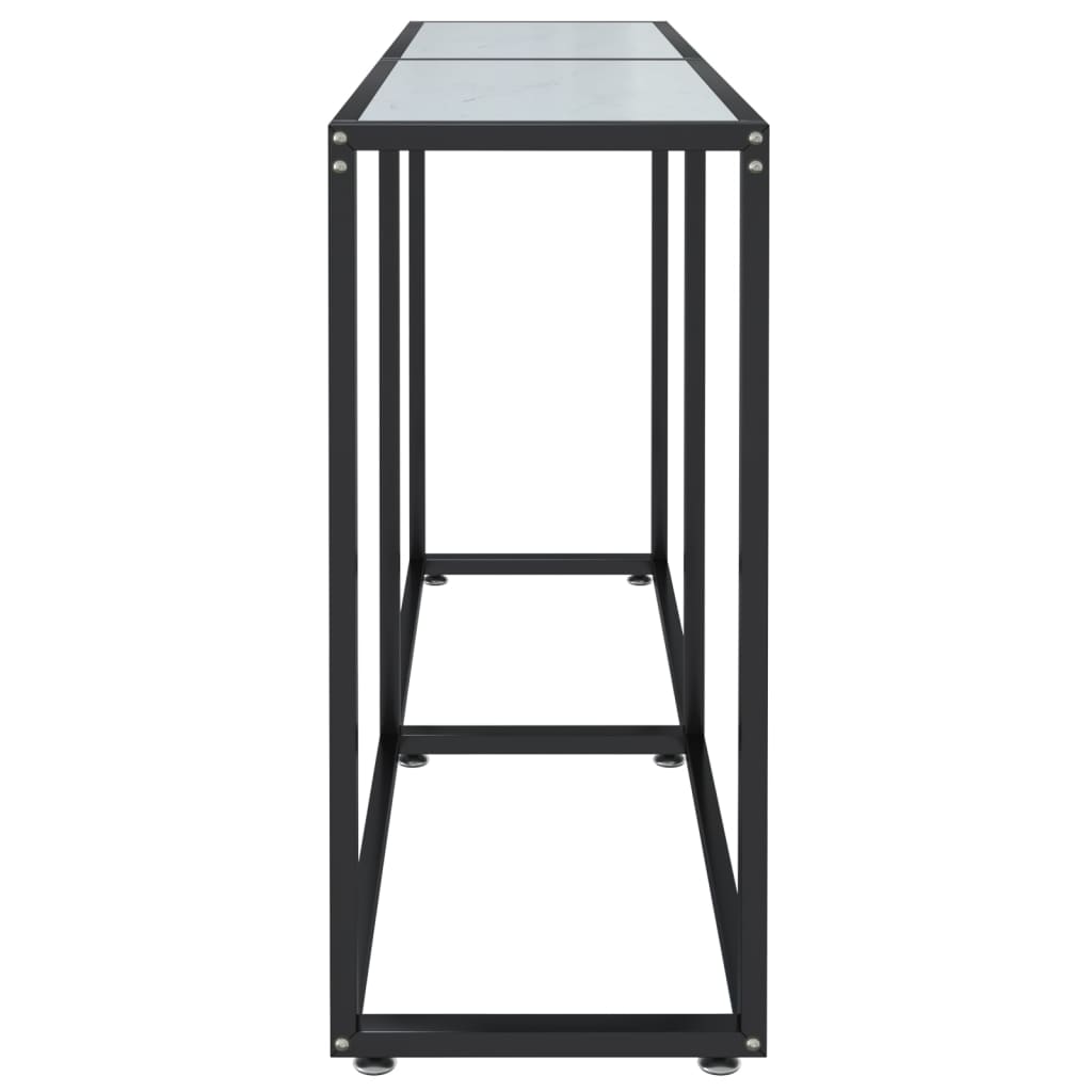 Mesa consola vidrio templado blanco mármol 140x35x75,5cm - Imagen 4