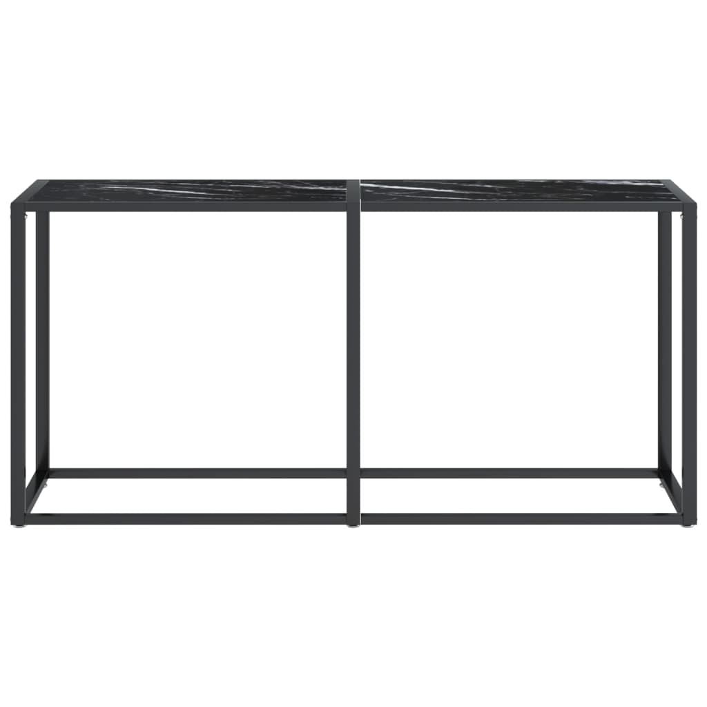 Mesa consola vidrio templado mármol negro 160x35x75,5 cm - Imagen 3