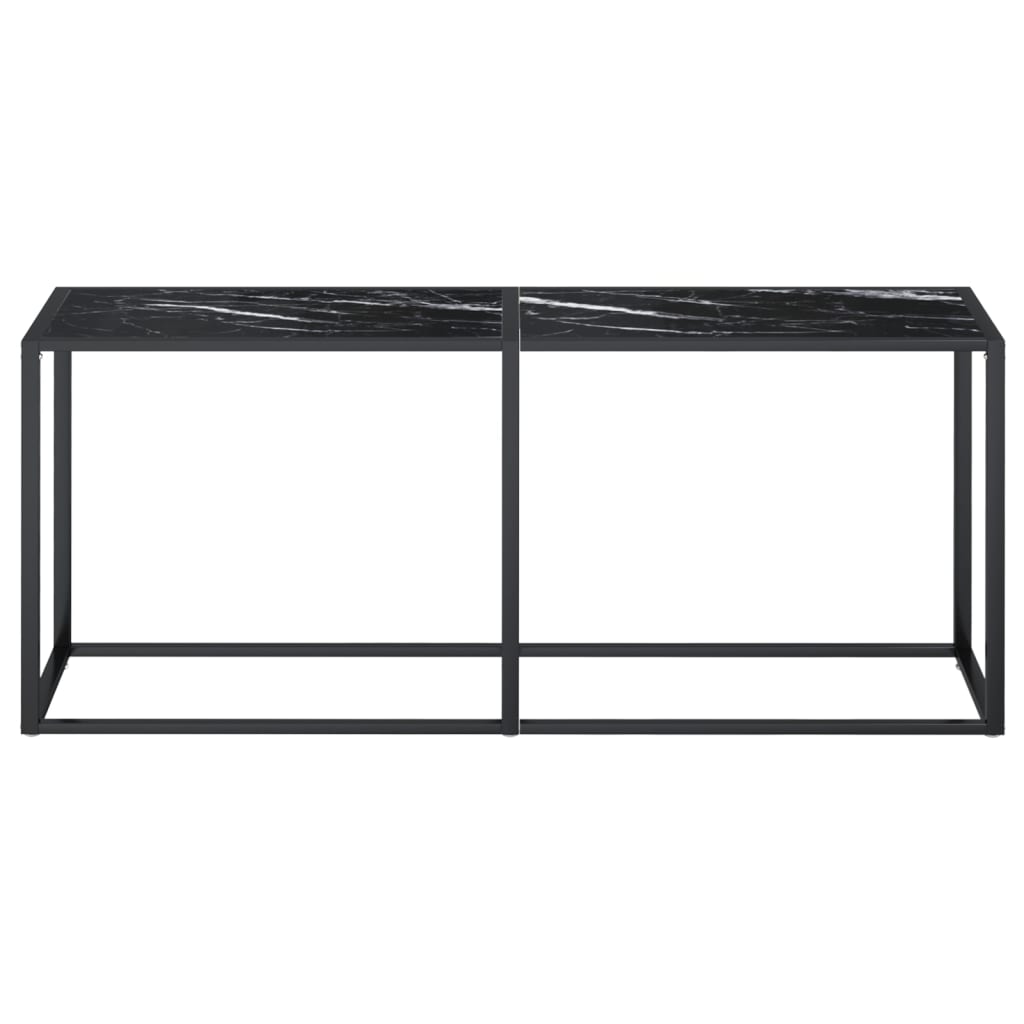 Mesa consola vidrio templado mármol negro 180x35x75,5 cm - Imagen 3