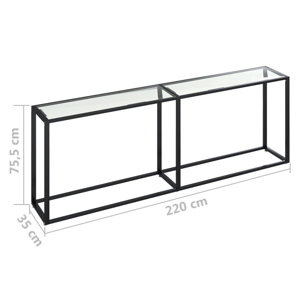 Mesa consola vidrio templado transparente 220x35x75,5 cm - Imagen 6