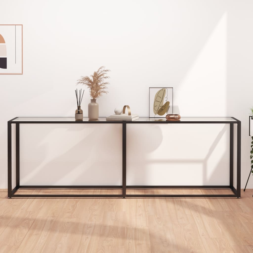 Mesa consola vidrio templado transparente 220x35x75,5 cm