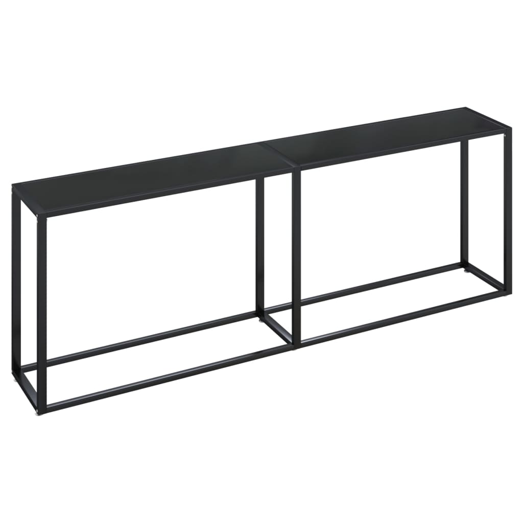 Mesa consola vidrio templado negro 220x35x75,5 cm - Imagen 2