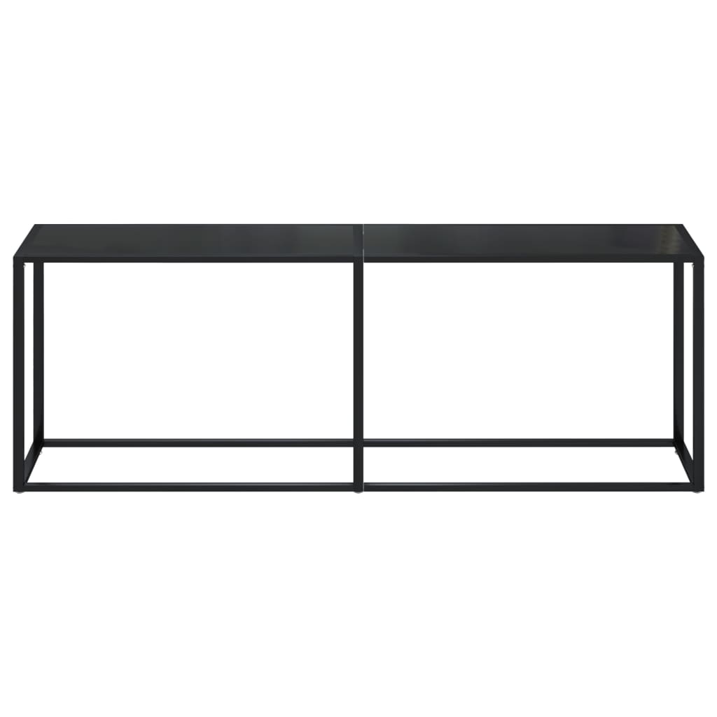 Mesa consola vidrio templado negro 220x35x75,5 cm - Imagen 3