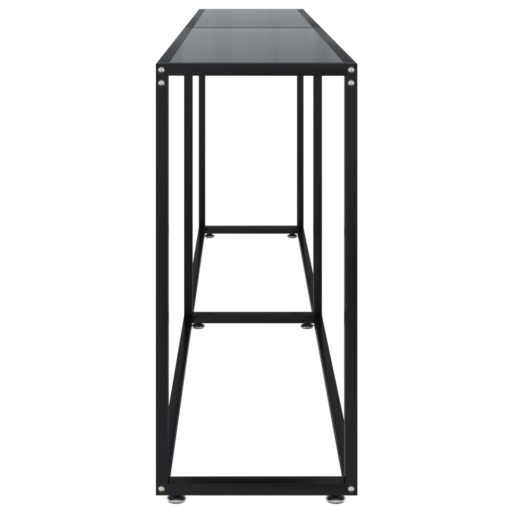 Mesa consola vidrio templado negro 220x35x75,5 cm - Imagen 4