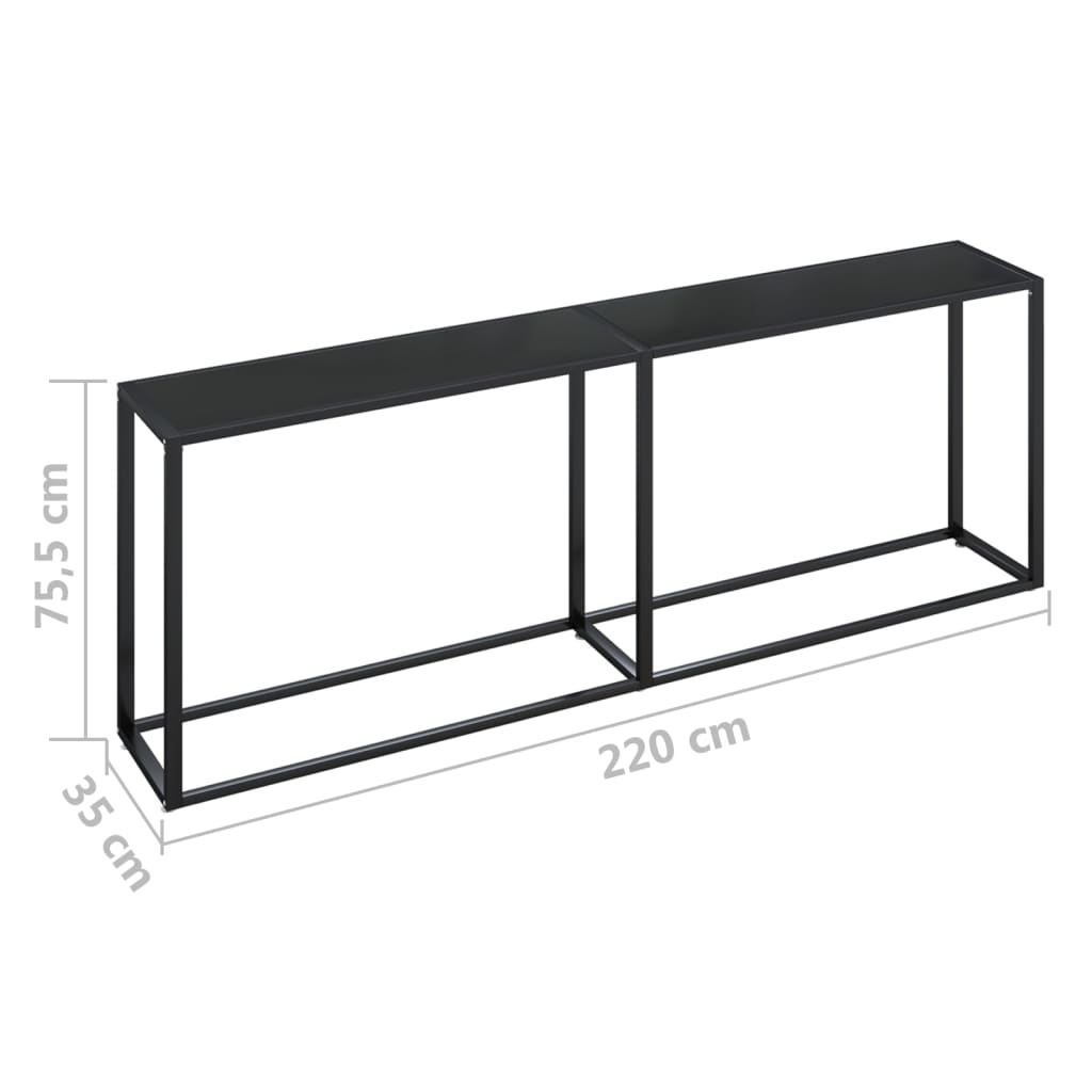 Mesa consola vidrio templado negro 220x35x75,5 cm - Imagen 6