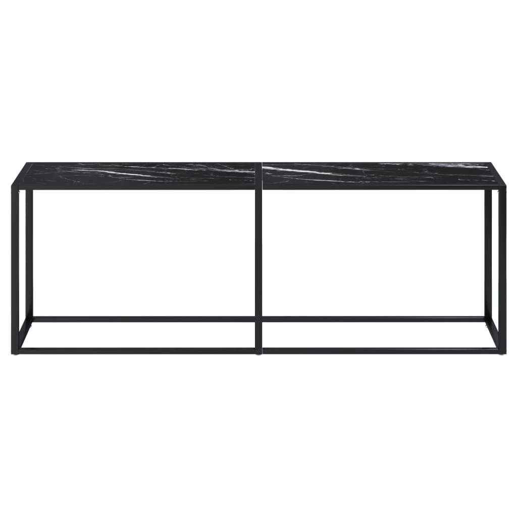 Mesa consola vidrio templado mármol negro 220x35x75,5 cm - Imagen 3