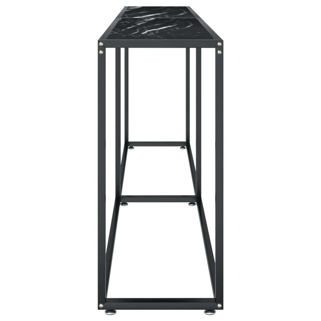Mesa consola vidrio templado mármol negro 220x35x75,5 cm - Imagen 4