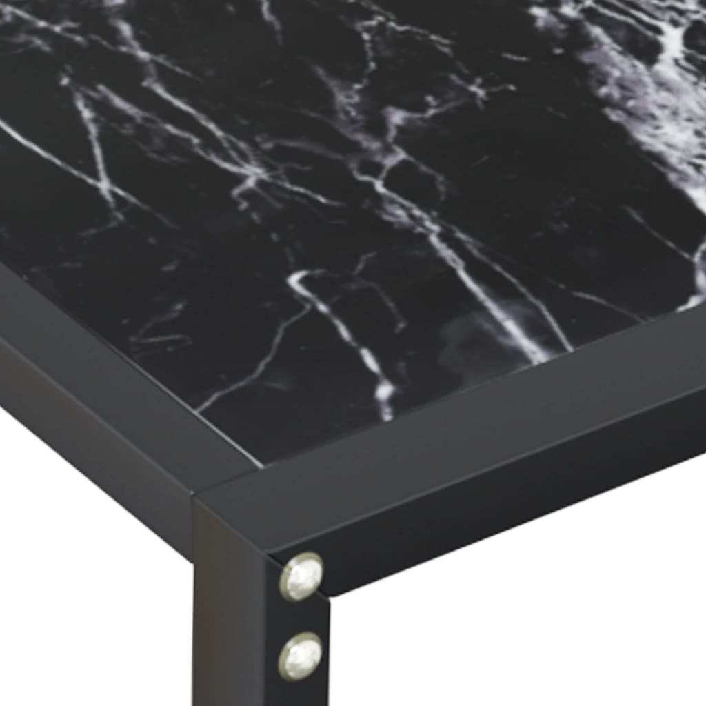 Mesa consola vidrio templado mármol negro 220x35x75,5 cm - Imagen 6