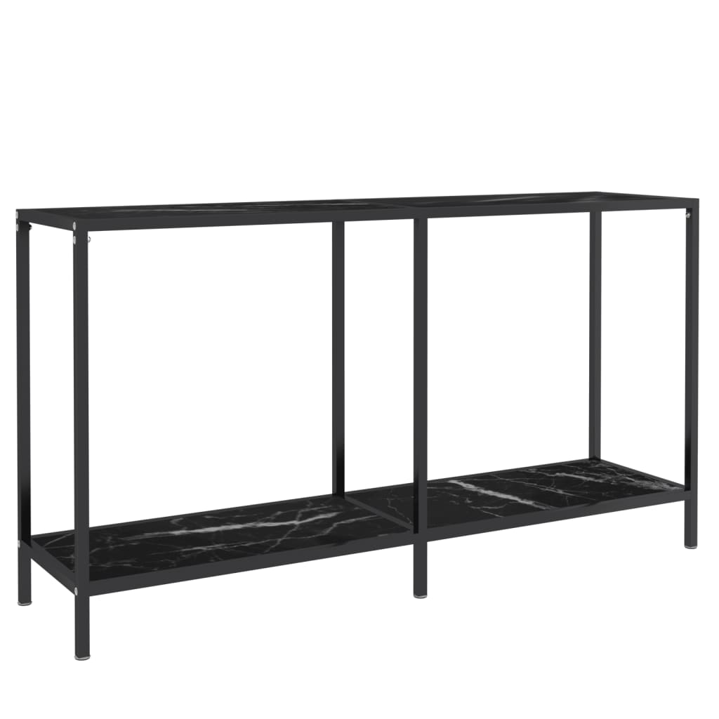Mesa de consola vidrio templado negro 140x35x75,5 cm - Imagen 2