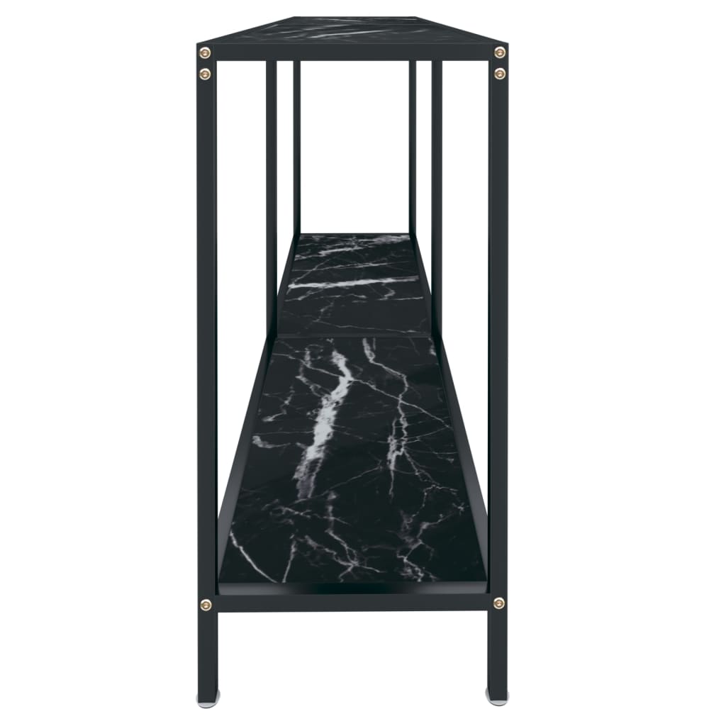 Mesa de consola vidrio templado negro 140x35x75,5 cm - Imagen 4