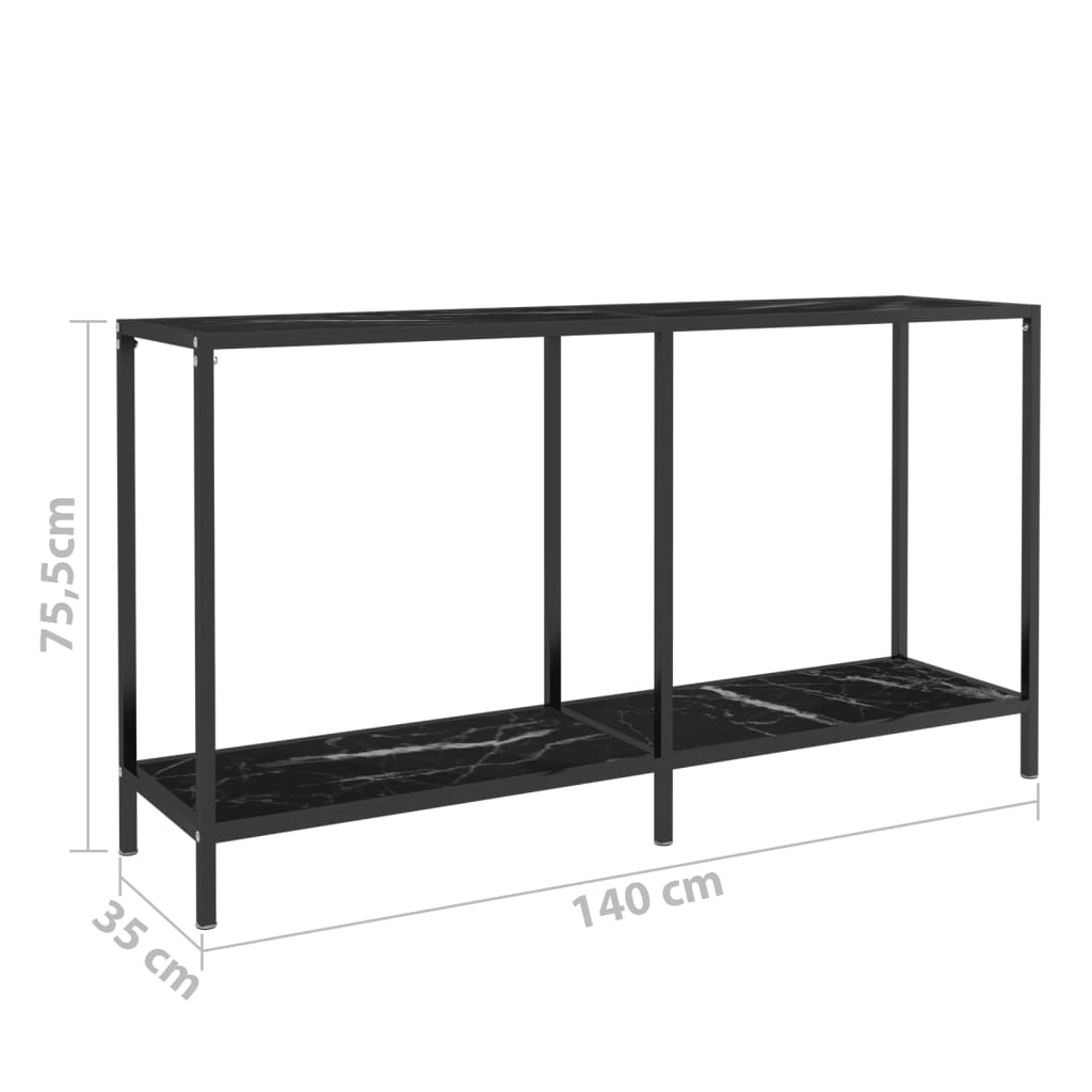 Mesa de consola vidrio templado negro 140x35x75,5 cm - Imagen 8