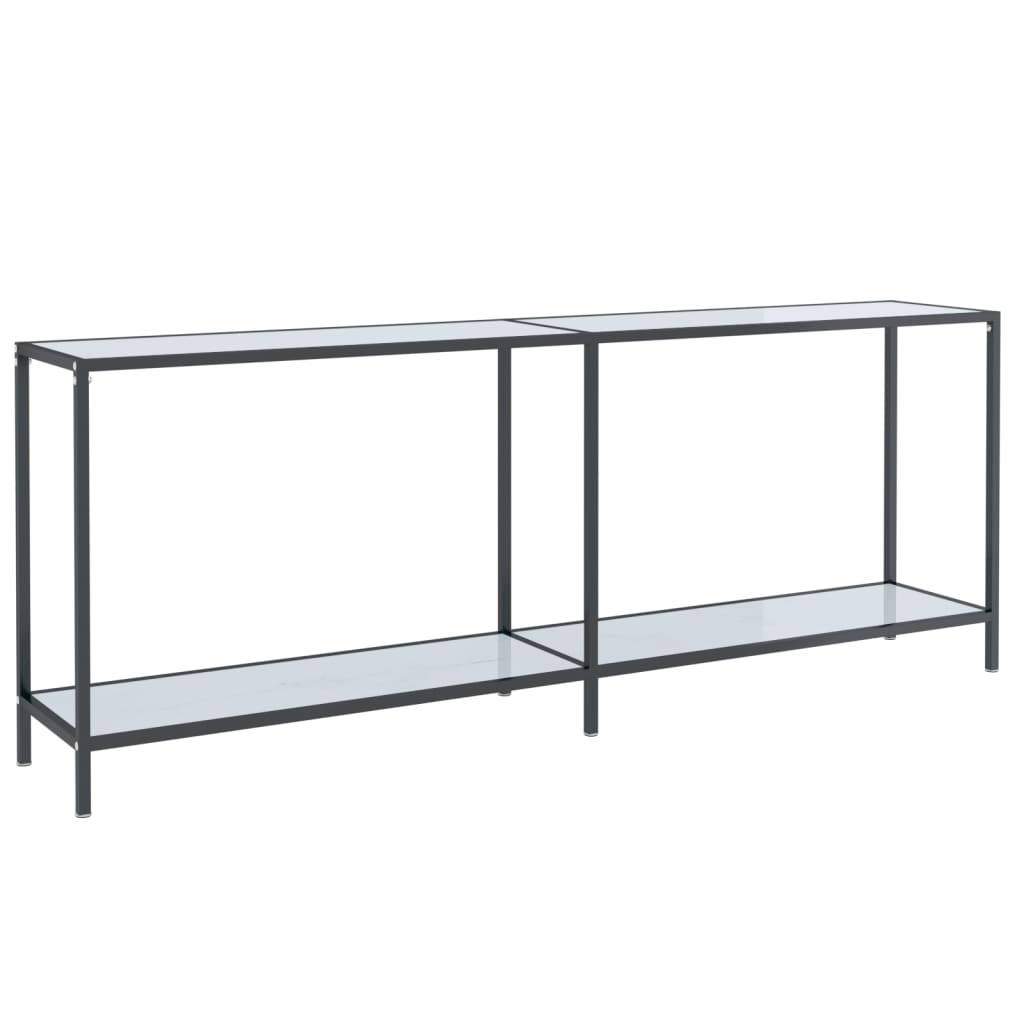 Mesa consola vidrio templado blanco 200x35x75,5 cm - Imagen 2