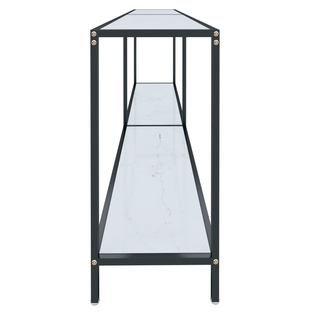 Mesa consola vidrio templado blanco 200x35x75,5 cm - Imagen 4