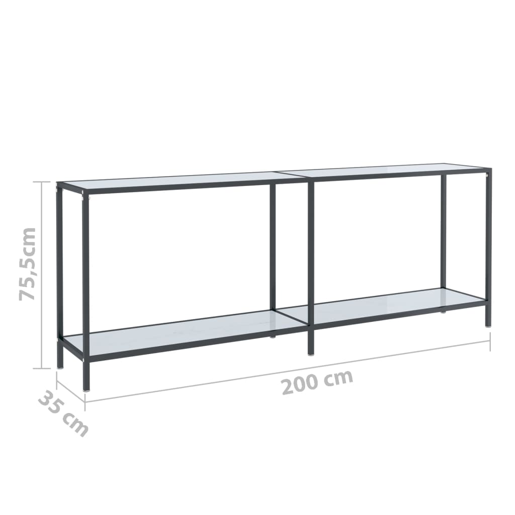 Mesa consola vidrio templado blanco 200x35x75,5 cm - Imagen 8