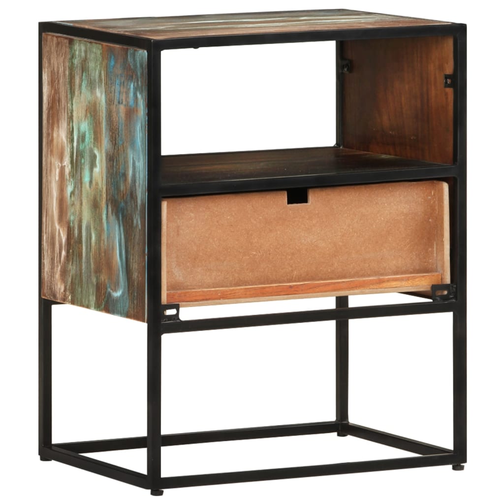 Mesita de noche de madera maciza reciclada 40x30x50 cm - Imagen 3