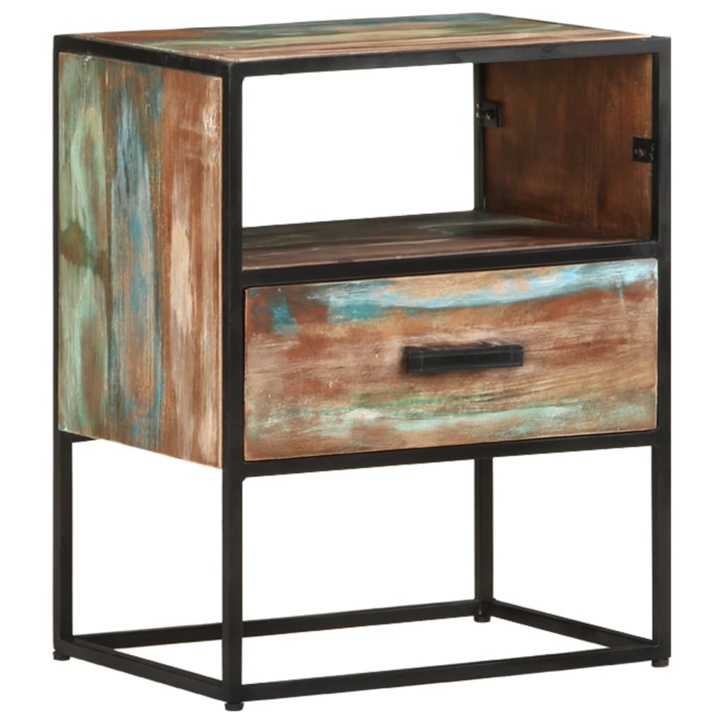 Mesita de noche de madera maciza reciclada 40x30x50 cm - Imagen 9