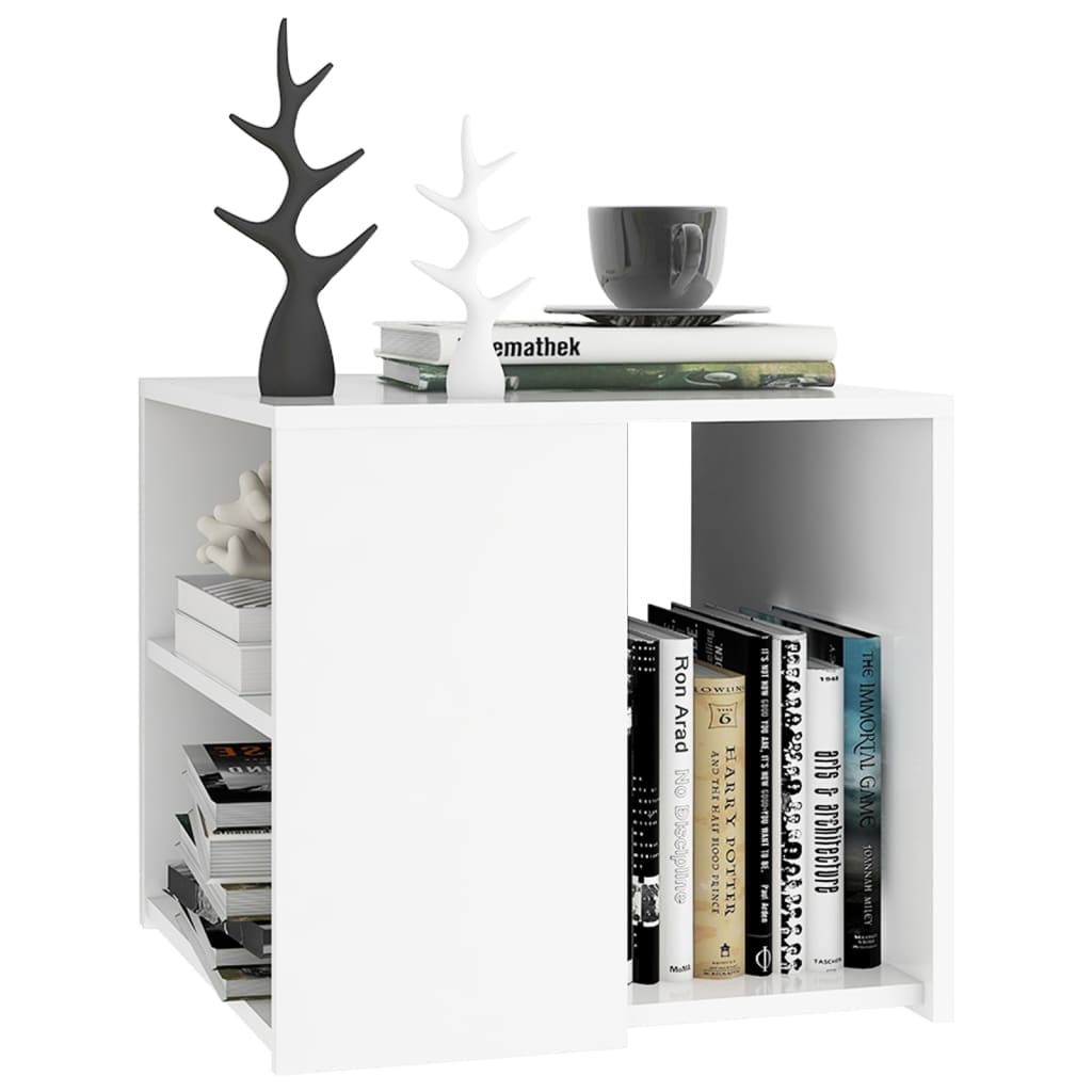 Mesa auxiliar de madera contrachapada blanco 50x50x45 cm - Imagen 3