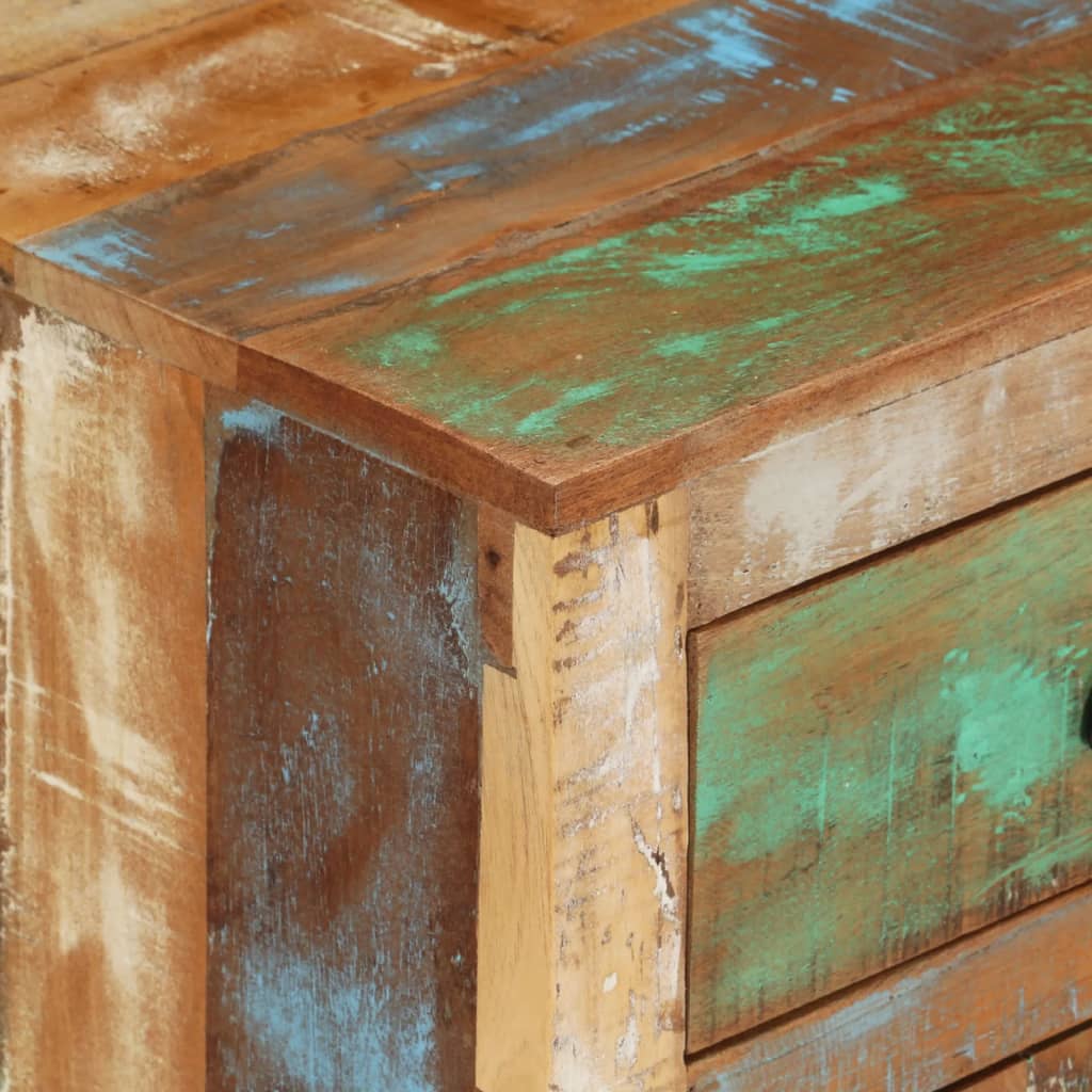 Mesita de noche con ruedas madera maciza reciclada 40x30x57 cm - Imagen 6