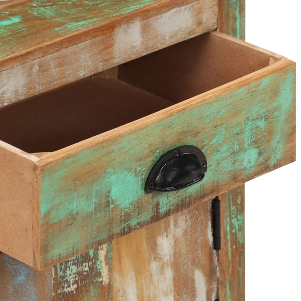 Mesita de noche con ruedas madera maciza reciclada 40x30x57 cm - Imagen 7