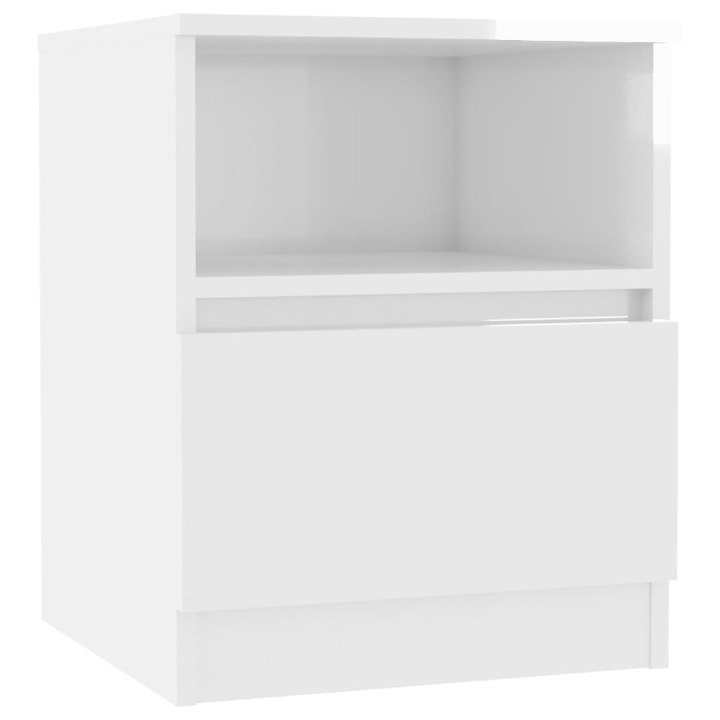 Mesita de noche madera contrachapada blanco brillo 40x40x50 cm - Imagen 2