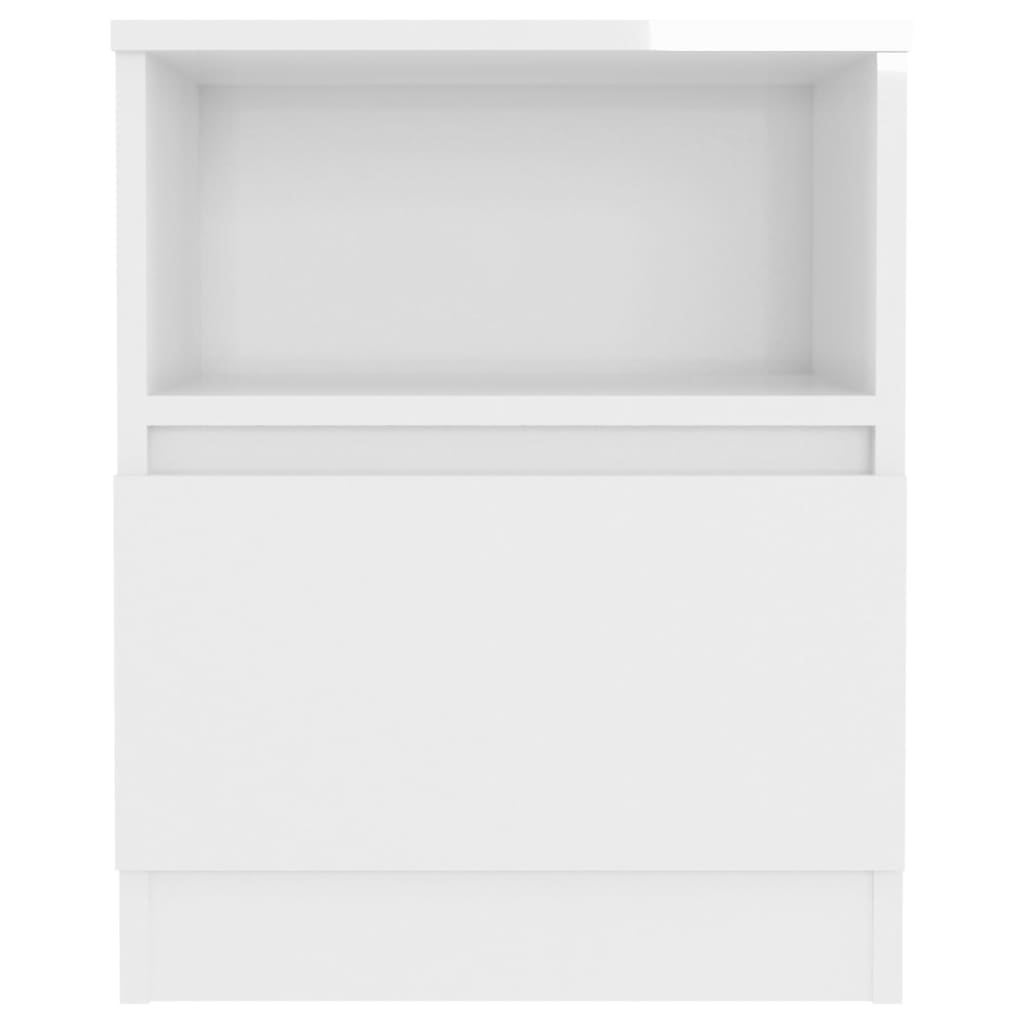 Mesita de noche madera contrachapada blanco brillo 40x40x50 cm - Imagen 3