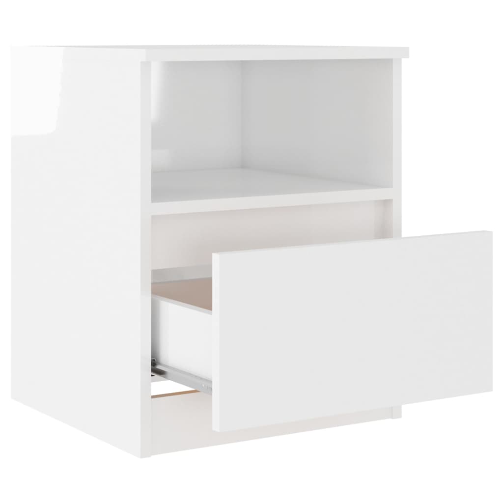 Mesita de noche madera contrachapada blanco brillo 40x40x50 cm - Imagen 5