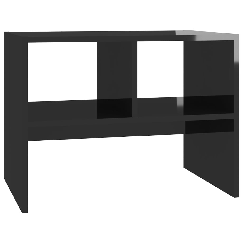 Mesa auxiliar madera contrachapada negro brillante 60x40x45 cm - Imagen 2
