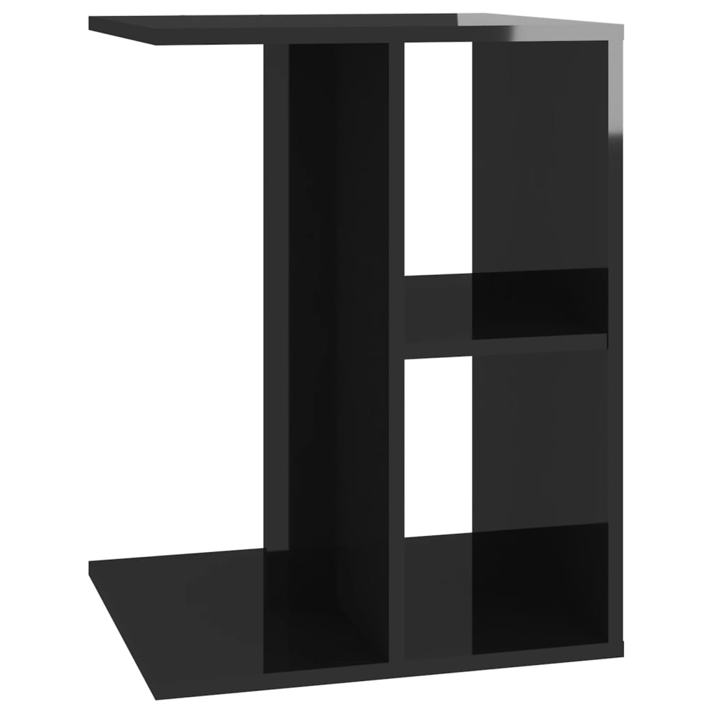 Mesa auxiliar madera contrachapada negro brillante 60x40x45 cm - Imagen 7