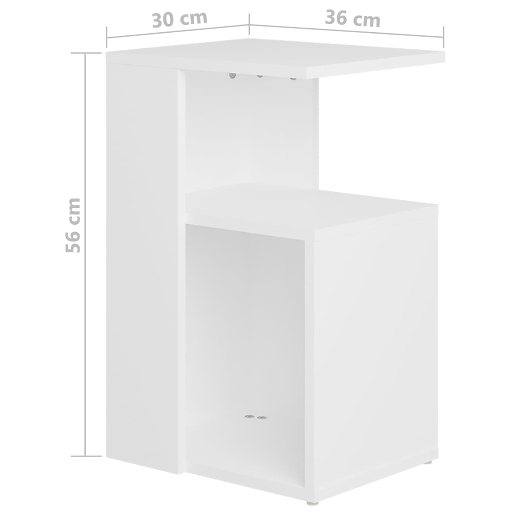 Mesa auxiliar de madera contrachapada blanco 36x30x56 cm - Imagen 6