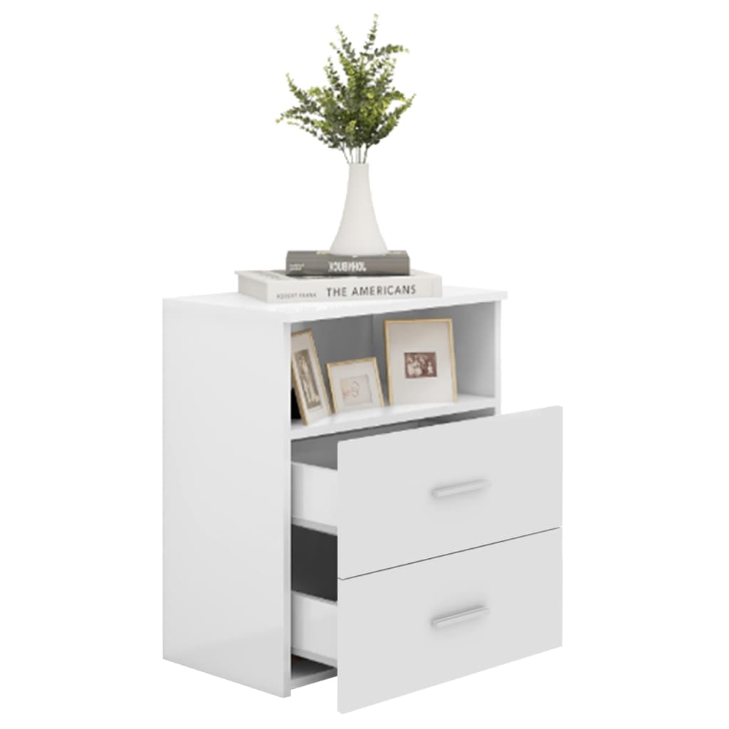 Mesita de noche blanco brillante 50x32x60cm - Imagen 4