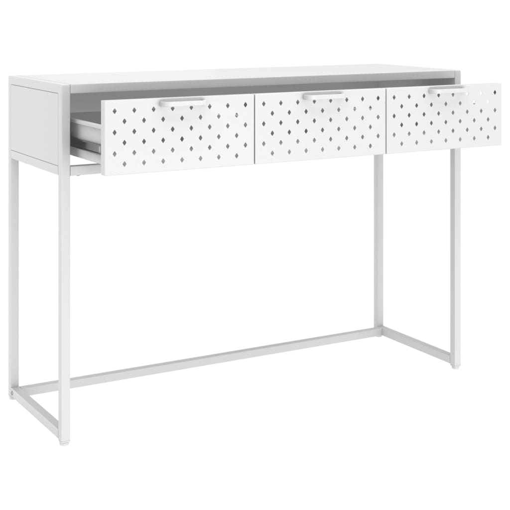 Mesa consola de acero blanca 106x35x75 cm - Imagen 6