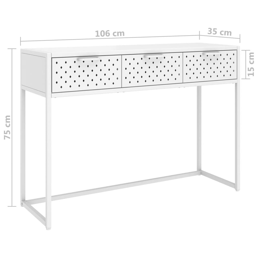 Mesa consola de acero blanca 106x35x75 cm - Imagen 9
